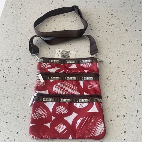 LeSportSac Crossbody Red Brick/Brown Adjustable Strap Travel Everyday Bag NWT - Picture 1 of 12